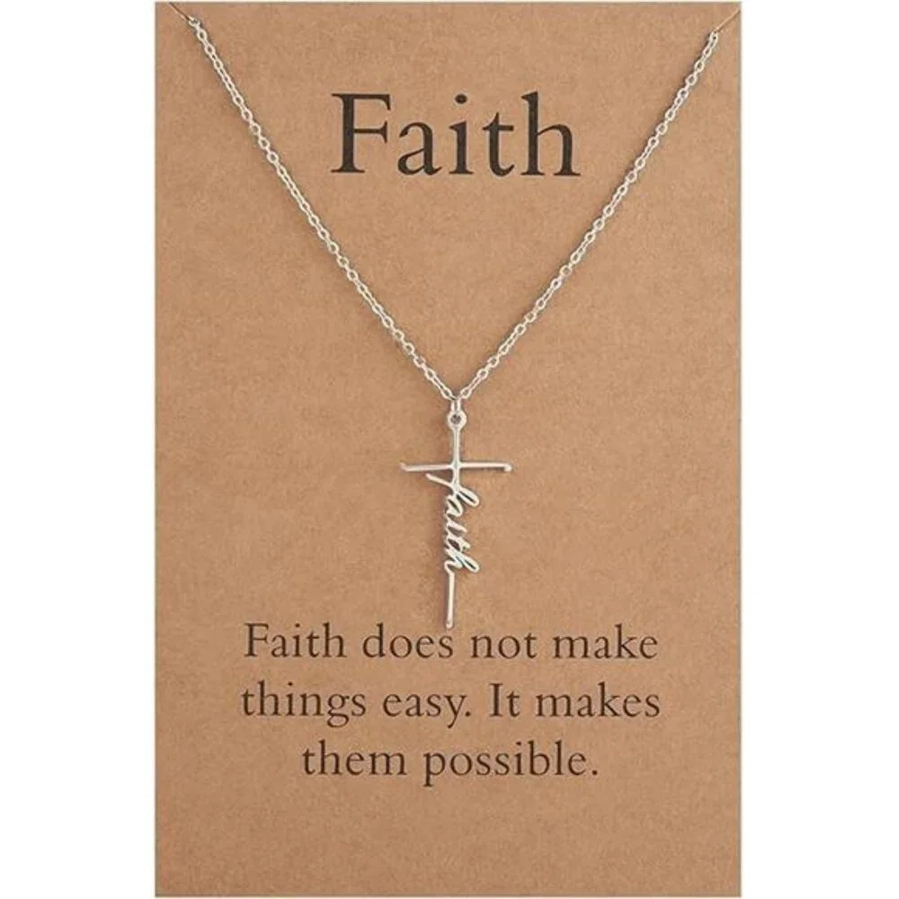 Faith Cross Pendant Necklace for Women Religious Christian Jewelry